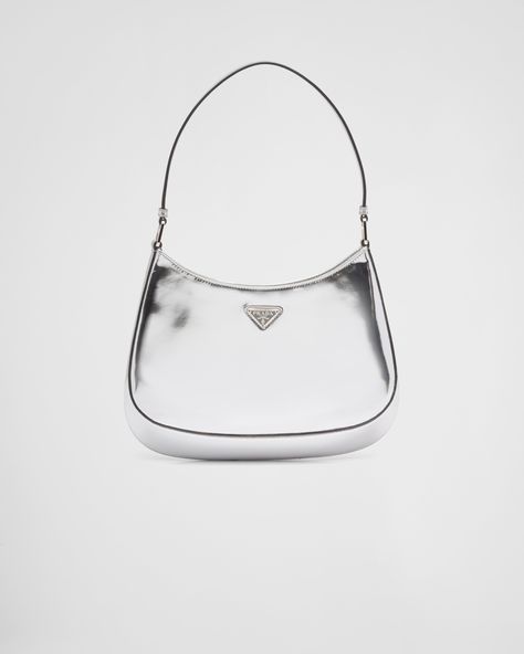 Prada Cleo, Prada Purses, Drawing Bag, Prada Collection, Bag Prada, Silver Purses, Silver Bags, Prada Logo, Metallic Purse