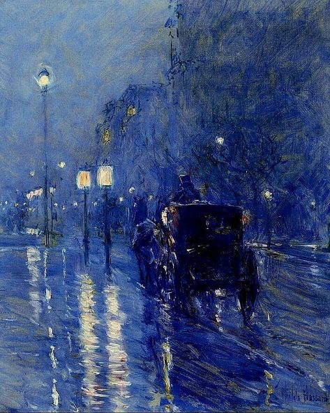 ↪Childe Hassam 🔴Rainy Midnight🔴 Rainy Midnight, Frederick Childe Hassam, العصور الوسطى, Grafika Vintage, Famous Artists Paintings, Arte Peculiar, Childe Hassam, Arte Van Gogh, Seni Cat Air