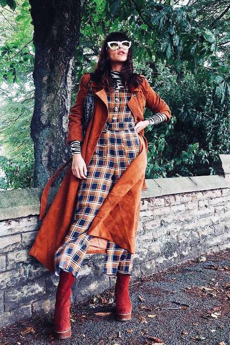 Mens Wear Inspired Woman Fashion, 70s Winter Fashion, Maximalist Outfit, Woodland Witch, Megan Ellaby, Eclectic Fashion Style, Size 6 Fashion, Fashion Staples, Knitted Dresses