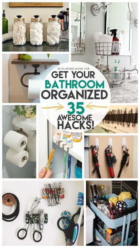 get your bathroom completely organized with these 35 awesome hacks to whip your space into shape! Diy Bathroom Storage Ideas, Bathroom Organization Hacks, Bathroom Hacks, Diy Bathroom Storage, Organizing Hacks, Organisation Hacks, Bad Inspiration, In This House, Glue Gun