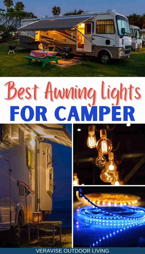 There are a lot of different awning lights on the market, but which one is the best for campers? We've done the research and found the ones that will make your camping experience better. Find out what they are and why they're the best here. Camper Lights Outdoor, Camp Lighting Ideas, Camper Awning Lights, Rv Camping Organization, Camper Awning, Camper Lights, Rv Awning, Rv Lighting, Awning Lights