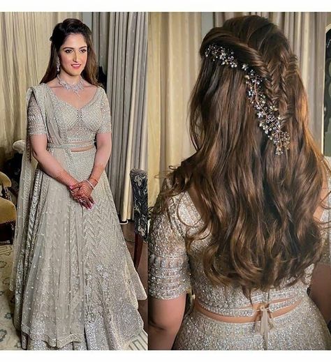 Unique bridal hairstyle ideas for short hair that trending this wedding season in 2020. Short hair hairstyle for bridesmaid and Indian brides right from best floral hairstyles, to braided ones to ones with hair accessories etc. will help you to ensure that your bridal hairstyle perfectly compliments your wedding looks. #shorthairhairstyle #bridalhairstyleideas #bridalinspiration #indianwedding #indianbride #bridaloutfit #hairstyle #weddinghairstyle #weddingideas #uniquebridalhairinspiration Engagement Hairstyles For Lehenga, Open Hairstyles Indian Wedding, Mehndi Hairstyles, Reception Hairstyles, Lehenga Hairstyles, Hairstyles For Indian Wedding, Hairstyles For Gowns, Bridal Hairstyle Indian Wedding, Indian Wedding Lehenga