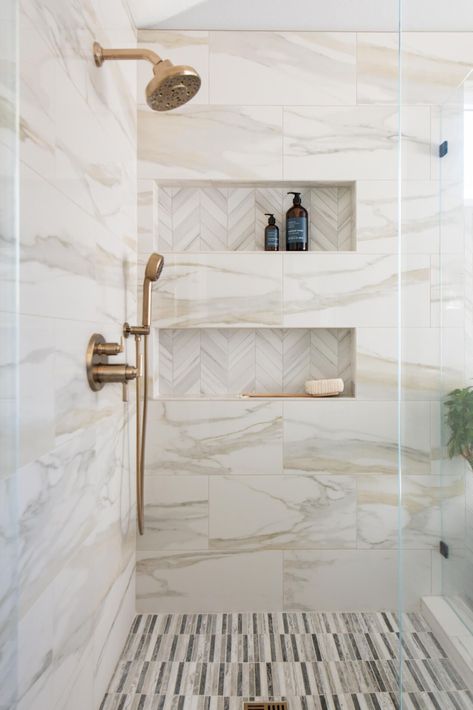 Luxury Showers Master Baths, Master Bathrooms Luxury, Master Shower Tile, Luxury Spa Bathroom, Tile Walls, Master Bath Design, Spa Inspired Bathroom, Master Bath Shower, Luxury Master Bathrooms