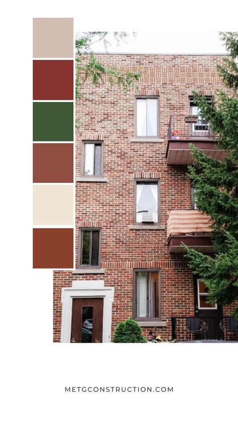 Brick wall colors inspiration! We want to say thanks if you like to share this post to more people via your Facebook, Pinterest or Instagram! #color#construction #renovation #montreal #colorinspiration #brick #brickcolor #exterior Coloured Brick Wall, Red Brick Color Palette, Brick Color Palette, Material Color Palette, Colors Inspiration, House Color Palettes, Brick And Wood, Apartment Projects, House Color