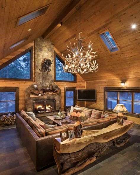 Log Cabin Homes, Rustic Living Room Design, تصميم داخلي فاخر, Rustic Inspiration, Casa Country, Cabin Interiors, Cabin Interior, Cabin Living, Rustic Home Design