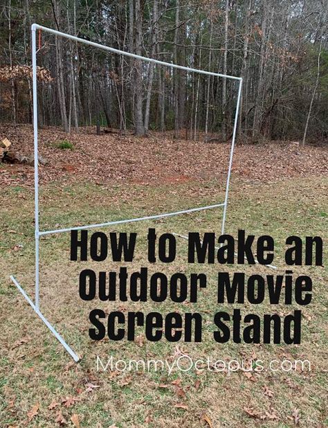 How to Make an Outdoor Movie Screen Stand Diy Movie Screen Stand, Projection Screen Outdoor, Diy Outdoor Movie Screen Stand, Diy Projector Screen Stand, Homemade Projector Screen Diy, Outside Projector Screen, Outdoor Movie Night Ideas Backyards, Outdoor Movie Screen Diy, Diy Projector Screen Outdoor