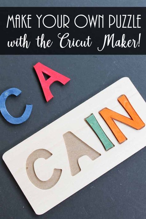 Make your own puzzle with the Cricut Maker and the knife blade. Yes you can cut wood! Make a personalized name puzzle for your own child or to give as a gift! Diy Name Puzzle, Cricut Banner, Jar Projects, Make Your Own Puzzle, Projets Cricut, Wood Projects For Beginners, Maker Project, Name Puzzle, Cricut Projects Beginner