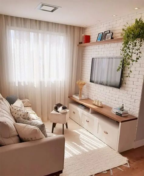 20 Small Living Room Ideas With TV - Home Deviser Small Indian Living Room Decor, Small Living Room Decor Indian, Small Indian Living Room, Tv Room Layout, Tv Room Ideas Cozy, Living Room Ideas With Tv, Room Ideas With Tv, Tv Living Room Ideas, Small Living Room Ideas With Tv