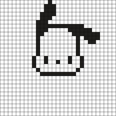 Pochacco Perler Bead Patterns, Pochacco Pixel Art Grid, Pochacco Grid Pattern, Easy Pixel Art Pattern, Pixel Pochacco, Pochacco Perler Beads, Pixel Grid Ideas, Sanrio Pixel Art, Pixel Art Crochet