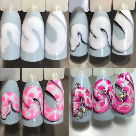 Nails Step By Step Design, Step By Step Nail Art, Nail Art Step By Step, Add Me On Snap, Quick Nail Art, Crazy Nail Art, Animal Nail Art, Nail Painting, Nail Drawing