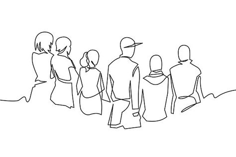 Group of people continuous one line by Samui-Art Group Of People Drawing Sketches, Line Drawings Of People, Tattoo Of People, Line Art Drawings Friends, Illustration Art Friends Group, Group Of Friends Drawing, Behavior Illustration, Group Of People Illustration, People Line Drawing