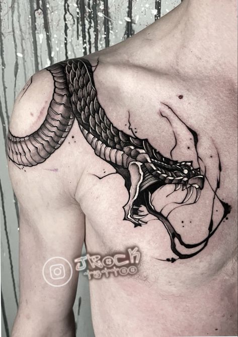 Snake tattoo, graphic tattoo World Snake Tattoo, Snake Crown Tattoo, Snake And Crow Tattoo, Snake Filler Tattoo, Snake With Wings Tattoo, Badass Tattoo Ideas For Men, Snake Tattoo Man, Chest Tattoo Snake, Sneak Tattoo Design