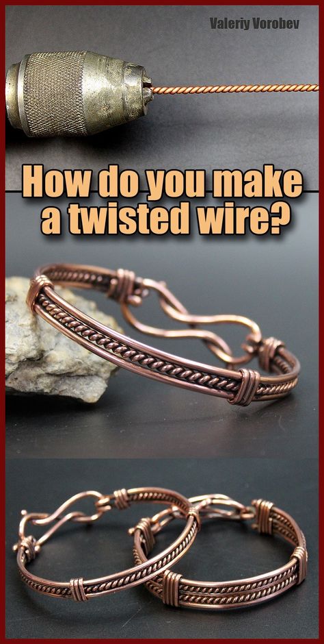 Copper Work, Diy Armband, Wire Weaving Tutorial, Twist Jewelry, Copper Wire Art, Bracelet Fil, Metal Jewelry Making, Wire Jewelry Rings, Wire Wrapped Stone Jewelry