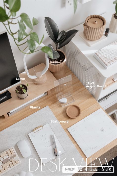 Organisation, Office Decor At Work Workspaces, Receptionist Desk Decor Ideas, Work From Home Desk Setup Double Monitor, Modern Office Women, Retro Cubicle Decor, Work From Home Office Setup Cozy, Office Inspiration Workspaces Corporate, Cozy Desk Setup Aesthetic