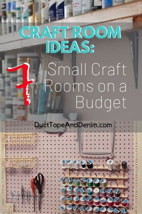 Crafting In A Small Space, Small Craft Room Design Layout, Diy Craftroom Storage Ideas Small Spaces, Storage Ideas For Small Craft Room, Small Craft Area Organization, Craft Room For Small Spaces, Sewing Shed Ideas, She Shed Craft Room Ideas On A Budget, Small Space Craft Area