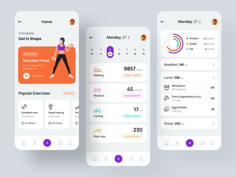 Health and Fitness iOS App by Ahmed Manna for UnoPie Design on Dribbble Ios App Design, Fitness Apps Design, Gym App, Health App Design, To Do App, Dashboard App, Sainte Chapelle Paris, Idle Game, Ui Ux 디자인