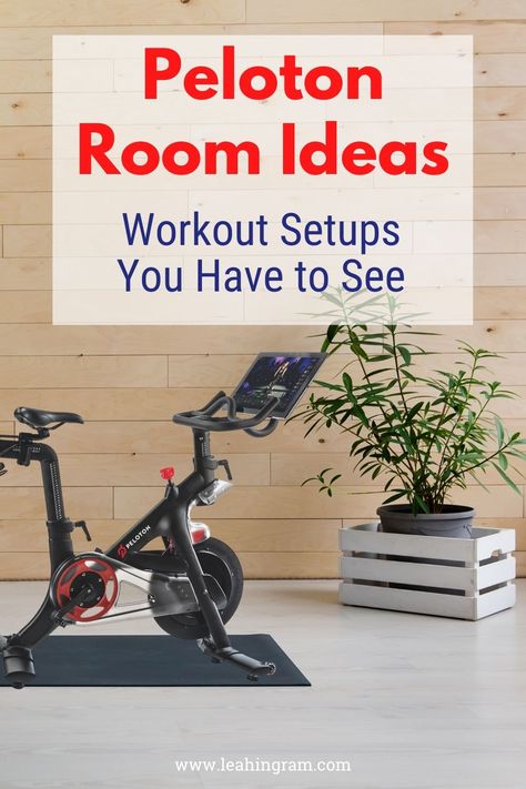 This blog post on Peloton bike room ideas offers tips on how to setup your cycle in a small space in a living room, bedroom, basement or home office, plus Peloton corner ideas. It also offer decor suggestions. One place not to put your Peloton? In a garage gym. #pelotonroom #pelotonhomegym #pelotonbikeroomideas #pelotoninbedroom #pelotonsmallspace #pelotonsmallapartment Home Gym Ideas Peloton, Peloton Weight Rack, Peloton Room Ideas Small Space, Peloton Setup Ideas, Peloton Corner Ideas, Peloton In Bedroom, Peloton Room Ideas Small, Peloton Corner, Peloton Aesthetic