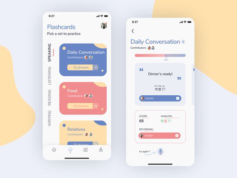 Language App Design, Learning App Ui Design, Ux Design Examples, Apps Interface, Learn App, Best App Design, Language App, To Do App, Ui Ux 디자인