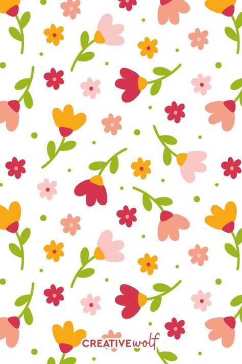 Pink and Orange Flowers with Green Tiny Dots Wallpaper Pattern by Creative Wolf Design Sharpie Art, Repeating Pattern Design, Surface Pattern Design Inspiration, Diy Journal Books, Pattern Design Inspiration, Iphone Wallpaper Kawaii, Fruit Wallpaper, Wolf Design, Easter Crafts Diy