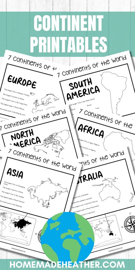 North America Geography Activities, Continent Printables Free, Kindergarten Geography Worksheets, Continent Worksheets Free Printable, Continents Worksheet Free Printable, Teaching Continents Kindergarten, Geography Activities Elementary, Montessori Continents Printables Free, World Continents Maps Free Printable