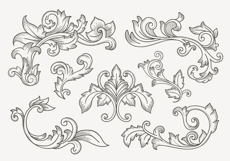 Tattoo Borders, Ornamental Calligraphy, Filagree Tattoo, Damask Art, Filigree Border, Set Tattoo, Border Vintage, Filigree Tattoo, Line Art Images