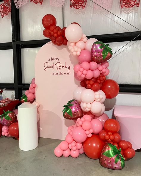 A berry Sweet Baby is on the way🍓 | Instagram Berry Cute Baby Shower Ideas, 2024 Baby Shower Themes, Baby Shower Berry Theme, Berry Sweet Baby Shower Theme Decor, Baby Shower Ideas February, Someone Berry Sweet Is On The Way, Gender Real Ideas, Berry Party Theme, Baby Shower Ideas Strawberry