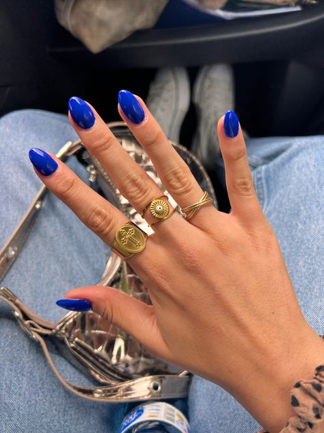 Blue Nail, Blue Nails Aesthetic, Royal Blue Nails, Wide Nails, Nails Aesthetic, Summery Nails, Casual Nails, Nagel Inspo, Oval Nails