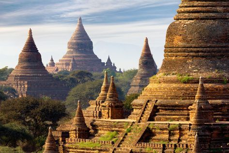 These architectural marvels were designed to inspire peaceful reflection. Buddhist Architecture, Stone Structures, Solomons Temple, Temple India, Bagan Myanmar, Buddhist Temples, Egyptian Temple, Temple Design For Home, Greek Temple