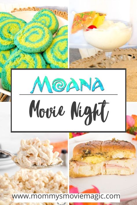 Moana Meal Ideas, Essen, Stitch Day 626 Food, Moana Themed Dinner Ideas, Moana Disney Dinner, Moana Menu Ideas, Elemental Movie Night Ideas, Ice Age Dinner And A Movie, Moana Themed Movie Night