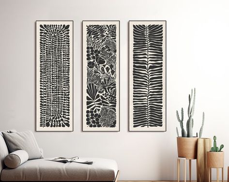 PostArtPrint - Etsy Large Nordic Wall Art, Wall Art For Tall Walls, Long Artwork Vertical, Large Art Pieces Living Rooms, Long Vertical Art, Headboard Art Above Bed, Long Narrow Art, 3 Piece Art Wall Decor, Long Narrow Hallway Decorating