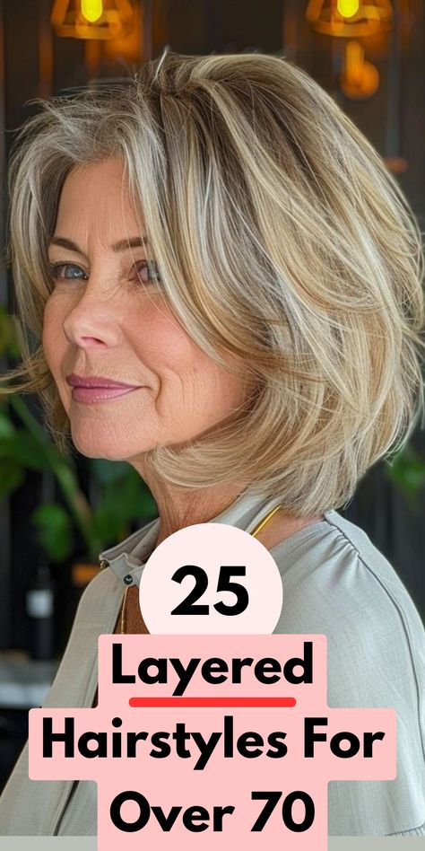 Transforming your look with these 25 stunning layered hairstyles for women over 70! Whether you prefer short or long hair, curly or straight, there's a layered style to suit every taste and texture. Embrace your natural beauty and add dimension to your hair with these chic and modern cuts. #LayeredHairstyles #WomenOver70 #HairInspo #AgelessBeauty Layered Hair Styles For Women Over 50, Haircuts For Fine Thinning Hair Over 50, Short Hair On Older Women, Haircut For Older Women Over 50 Short, Hair Styles Older Women Over 60, Older Women Hairstyles Over 60, Layered Hair Cuts Shoulder Length, Senior Woman Hairstyles, Short Haircut With Layers Medium