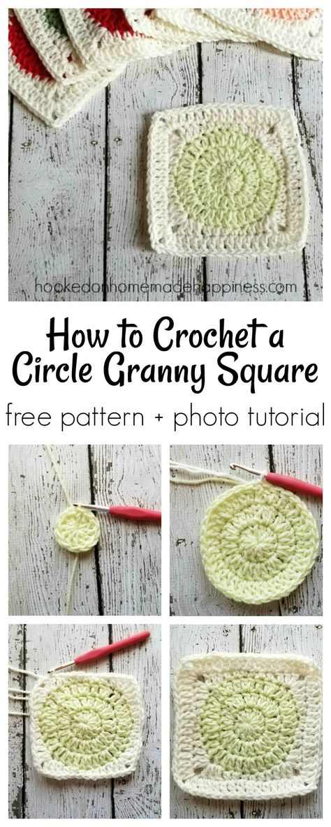 How to Crochet a Circle Granny Square | Hooked on Homemade Happiness Couture, Circle Granny Square, Crochet A Circle, Motifs Granny Square, Easy Granny Square, Granny Square Quilt, Sunburst Granny Square, Granny Square Haken, Granny Square Tutorial