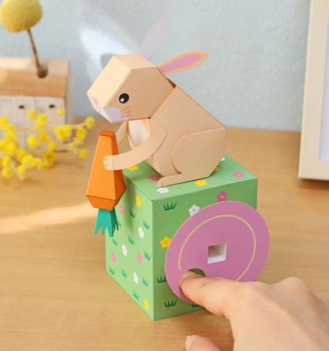 PAPERMAU: Easter Celebration - Cute Rabbit Movable Paper Toy - by Keisuke Saka Rabbit Paper Craft, Paper Toys Printable, Paper Toy Design, Paper Rabbit, Diy Moving, Rabbit Diy, Rabbit Paper, Paper Toy Printable, 3d Rabbit