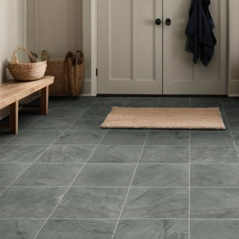 Slate Bathroom Floor, Slate Bathroom Tile, Tile Basement Floor, Slate Floor Kitchen, Flagstone Tile, Slate Bathroom, Natural Stone Tile Floor, Slate Floor, Mudroom Cabinets