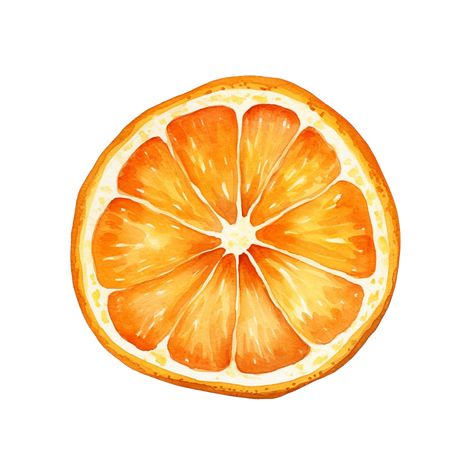 Painted Orange Slice, Orange Slice Painting Easy, Orange Slices Watercolor, Orange Slice Sketch, How To Draw An Orange Slice, Orange Slice Watercolor, Citrus Illustration Graphic Design, Orange Slice Illustration, Fruit Slice Drawing