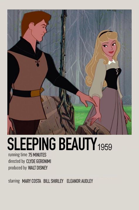 Minimalistic Polaroid Poster, Sleeping Beauty Movie, Movie Poster Room, Alt Posters, Disney Minimalist, Sleeping Beauty 1959, Disney Movie Posters, Scrapbook Disney, Iconic Movie Posters