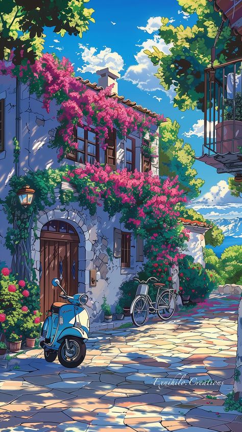 ⁀➷ Wallpaper ✪ Foto Langka, Home Lock Screen, Dreamy Artwork, Ghibli Artwork, Pretty Backgrounds, Cool Wallpapers Art, Nature Art Painting, Beautiful Landscape Wallpaper, Fantasy Art Landscapes