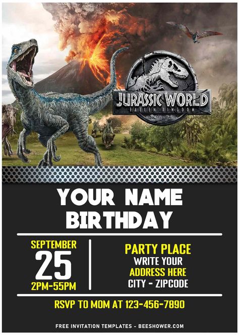 Free Printable Jurassic World Invitation, Jurassic World Free Printables, Jurassic Park Birthday Party Invitations, Jurassic Park Invitations Free, Jurassic World Invitations Template, Jurassic Park Invitation Template, Jurassic World Party Invitations, Jurassic Park Birthday Invitations, Jurassic Park Invitations