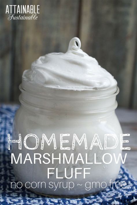 How To Make Butter Extract, Diy Marshmallow Cream, Chunky Peanut Butter Recipes, How To Make Marshmallow Fluff, Everything Homemade, Diy Marshmallow Fluff, Marshmello Fluff, Marshmallow Creme Recipes, Marshmallow Recipe No Corn Syrup