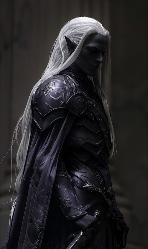 Dnd Gloom Stalker Ranger, Dark Elf Dress, Dark Elves Aesthetic, Dark Elf Character Design, Drow Male Art, Drow Fashion, Dark Elf Male, Drow Dnd, Drow Rogue