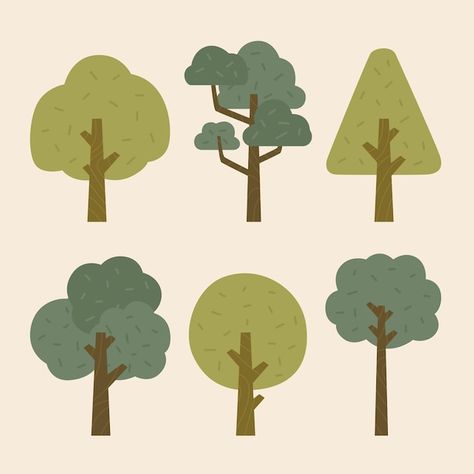 Type Of Trees, Flat Tree, Wood Illustration, Cartoon Trees, Picture Tree, Nature Vector, Cool Pictures For Wallpaper, Vector Trees, Forest Illustration