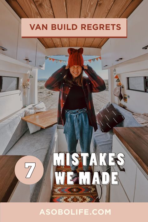 In this article we will discuss SEVEN things we wished we could have done differently during our van conversion process. The purpose of this post is to help educate our readers so they can make their own choices on how to proceed with their own campervan conversions. #vanbuildmistakes #vanconversion #diycampervan Medium Van Conversion, Crafter Campervan Conversion, Diy Van To Camper, Van For Travel, Traveling Van Ideas, Van Layouts Camper Conversion, Modern Van Conversion, Low Top Van Conversion, Easy Van Build