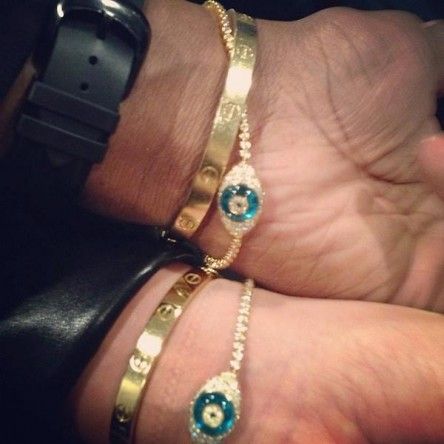 "Love my evil eye bracelet! bit.ly/193F33k" - Kris Jenner Facebook Page Thursday August 29, 2013 Lorraine Schwartz, Kanye West And Kim, Cartier Love Ring, Kim And Kanye, Cartier Bracelet, Cartier Panthere, Diamond Evil Eye, Cartier Jewelry, Evil Eye Bracelet