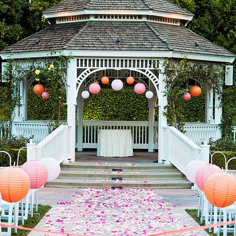 Outside Gazebo, Gazebo Wedding Decorations, Gazebo Decorations, Disneyland Wedding, Gazebo Wedding, Disney Fairy Tale Weddings, Garden Gazebo, Disney Decor, Trivia Questions