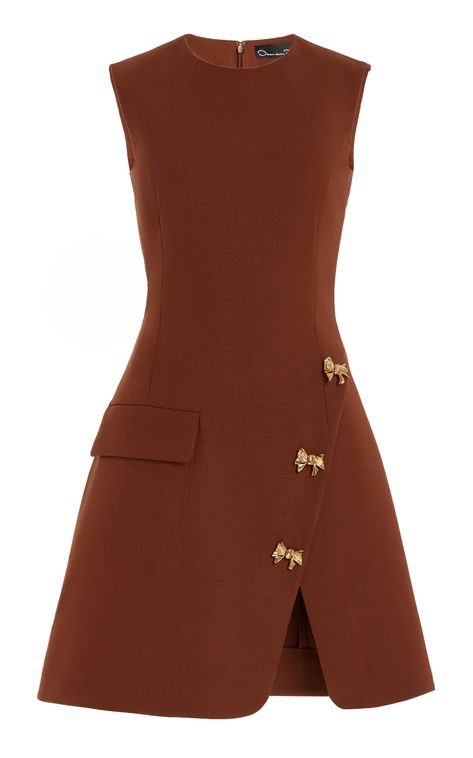 Button-Detailed Stretch-Wool Mini Dress By Oscar De La Renta | Moda Operandi Grad Dress Ideas, Grad Dress, Glam Dresses, Looks Chic, Fall 2024, Mode Inspiration, Lookbook Outfits, Dress Ideas, Classy Dress