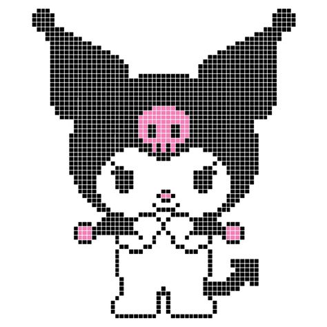 🐰💗🖤😈 Kuromi Perler Bead Patterns, Perler Kuromi, Kuromi Cross Stitch Pattern, Kuromi Pixel Art Grid, Kuromi Alpha Pattern, Kuromi Cross Stitch, Kuromi Hama Beads, Kuromi Perler Beads, Kuromi Embroidery