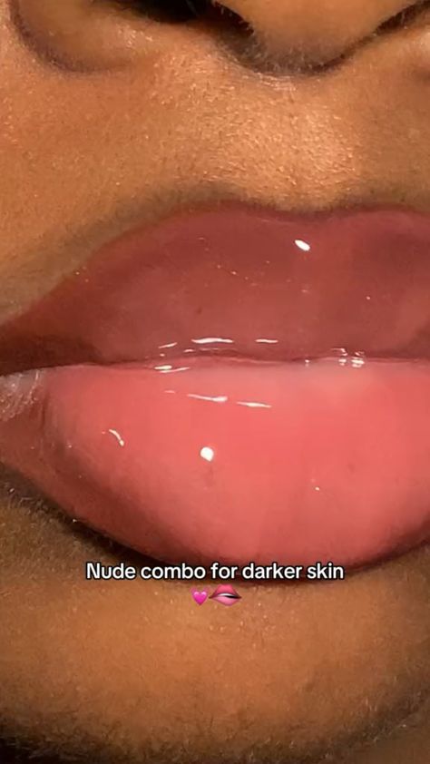 Lip Combos On Dark Skin, Cute Lip Combos Brown Skin, Lip Combos For Black Women Small Lips, Lip Combo For Caramel Skin, Pink Lip Liner And Gloss Combo, Pink Lip Gloss Black Women, Lip Combos For Caramel Skin, Pink Lipstick Brown Skin, Lipcombo Light Skin