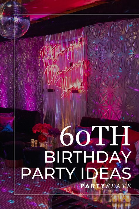 60 years of life is well worth a celebration. More than the typical cake and balloons, your 60th birthday party should be an extravagant bash filled with your loved ones, your favorite food, and some fun entertainment. Let PartySlate help you come up with a few unique 60th birthday party ideas. 60tu Birthday Ideas, Sweet 60 Birthday Party, Turning 60 Birthday Ideas Party Themes, 60th Birthday 60s Theme, 60th Female Birthday Party Ideas, Unique 60th Birthday Party Ideas, 60th Birthday Backyard Party Ideas, 1964 Party Ideas, 1964 Birthday Party Ideas