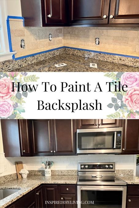 Dark Tile Backsplash, Can You Paint Tile, Painting Tile Backsplash, Painting Over Tiles, Tile Over Tile, Kitchen Wall Tiles Backsplash, Kitchen Tile Diy, Painting Kitchen Tiles, Diy Tile Backsplash