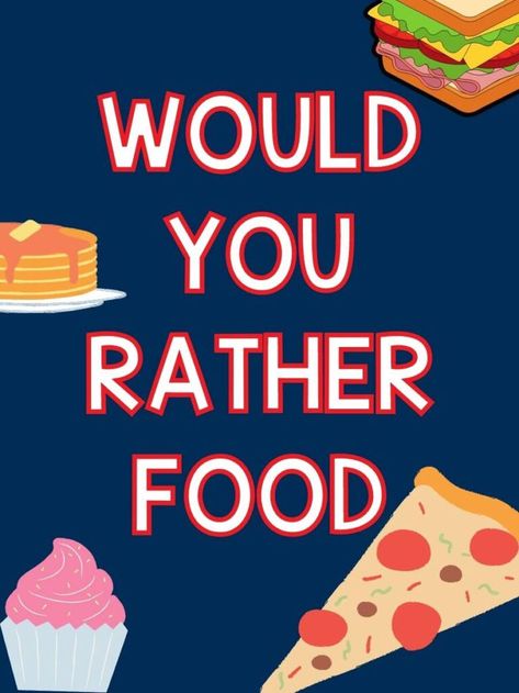 Get ready for a feast with these deliciously fun 100+ Would You Rather Food Questions! You never know what kind of silly fun will come from a game of Would You Rather! Just download, print, and play. Would You Rather Food Questions, Food Games For Kids, Either Or Questions, Would You Rather Quiz, Food Questions, Best Would You Rather, Astronaut Food, Funny Would You Rather, Would You Rather Game